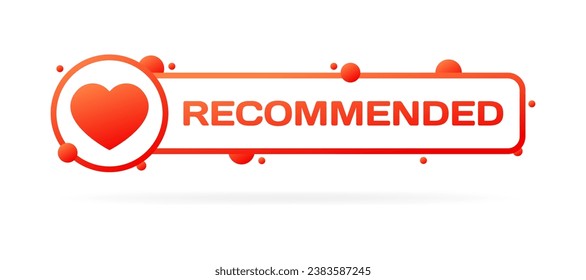 Signo recomendado. Plano, rojo, icono cardíaco, signo recomendado. Icono de vector