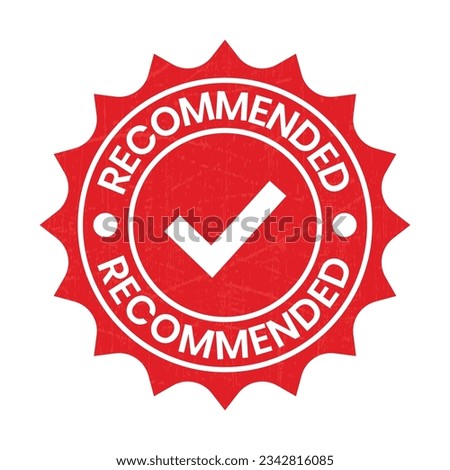 Recommended Stamp, Recommendation Icon, Recommendation Rubber Stamp Round Band, Label, Emblem, Seal, Sticker, Logo, Vector Illustration With Grunge Texture