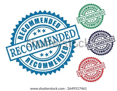 Recommended stamp vector graphic for product endorsement and quality assurance visuals in marketing designs
