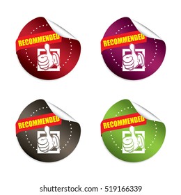 Recommended sticker, button, label and sign set - vector