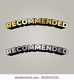 RECOMMENDED stickers, gold and silver, vector