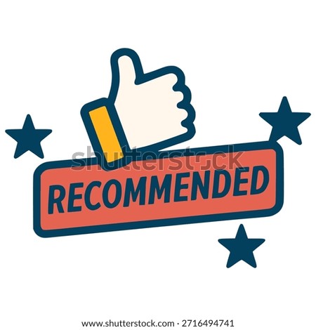 recommended thumb up product banner flat color vector illustration template design