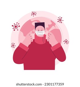 Recommended to wear a mask abstract concept vector illustration. Virus spread prevention measures, social distance, exposure risk, flu symptoms protection, infection fear abstract metaphor.