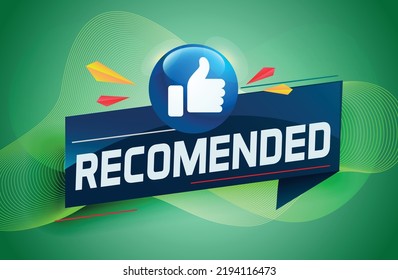 Recommended word concept vector illustration with lines modern futuristic 3d style for landing page template web mobile app poster banner flyer background gift card coupon label