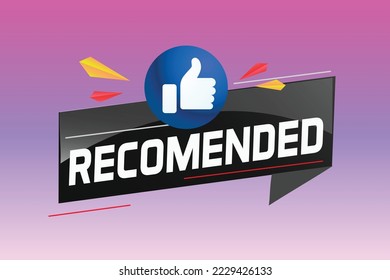 Recommended word concept vector illustration with lines modern futuristic 3d style for landing page template web mobile app poster banner flyer background gift card coupon label