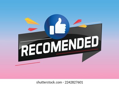 Recommended word concept vector illustration with lines modern futuristic 3d style for landing page template web mobile app poster banner flyer background gift card coupon label