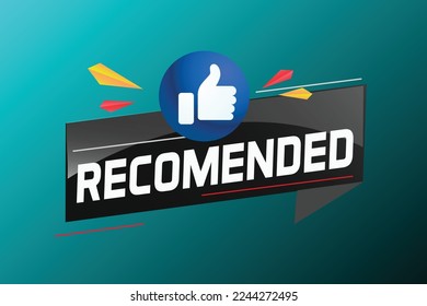 Recommended word concept vector illustration with lines modern futuristic 3d style for landing page template web mobile app poster banner flyer background gift card coupon label
