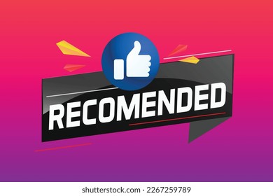 Recommended word concept vector illustration with lines modern futuristic 3d style for landing page template web mobile app poster banner flyer background gift card coupon label