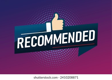 Recommended word concept vector illustration with lines modern futuristic 3d style for landing page template web mobile app poster banner flyer background gift card coupon label	
