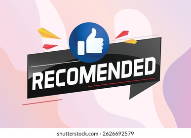 Recommended word concept vector illustration with lines modern futuristic 3d style for landing page template web mobile app poster banner flyer background gift card coupon label	