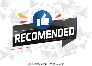 Recommended word concept vector illustration with lines modern futuristic 3d style for landing page template web mobile app poster banner flyer background gift card coupon label	