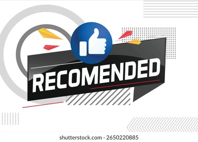 Ilustración vectorial de concepto de palabra recomendada con líneas estilo 3D futurista moderno para la Plantilla de la página de destino Web App móvil cartel Anuncio folleto de fondo Tarjeta de regalo Cupón etiqueta

