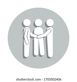 To Reconcile Two People Badge Icon. Simple Glyph, Flat Vector Of Conversation Icons For Ui And Ux, Website Or Mobile Application