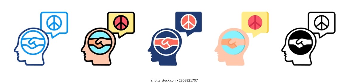 Reconciled Mind Icon Set Multiple Style Collection Vector Illustration
