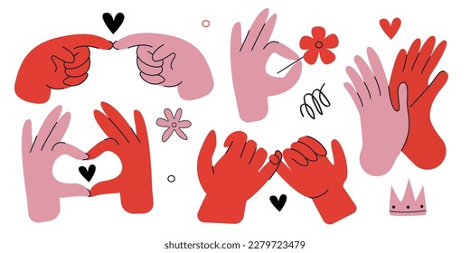 Reconciliation on the little fingers Concept of friendship love and trust. Pink red vector