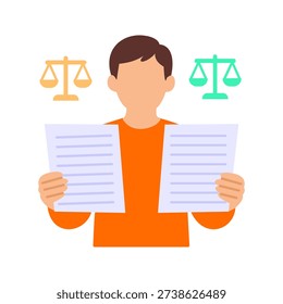 Reconciling Payments, matching transactions with recorded invoices, Flat vector character illustration