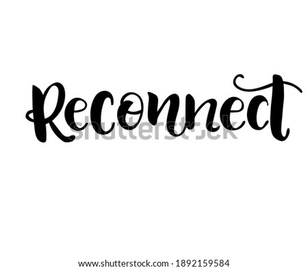 Reconnect hand drawn phrase with refresh sign isolated on pink background. Ink illustration. Modern brush calligraphy perfect for textile, poster, template, cards, t shirt, bag.