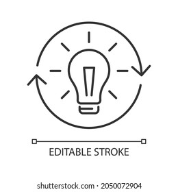 Reconsidering linear icon. Changing mind and decision. Reevaluate and rethink. Change opinion. Thin line customizable illustration. Contour symbol. Vector isolated outline drawing. Editable stroke