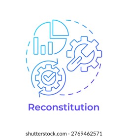 Reconstitution blue gradient concept icon. Back to normal work. Phase of operation activation continuity. Round shape line illustration. Abstract idea. Graphic design. Easy to use in booklet