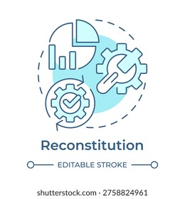 Reconstitution soft blue concept icon. Back to normal work. Phase of operation activation continuity. Round shape line illustration. Abstract idea. Graphic design. Easy to use in booklet