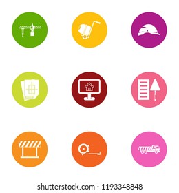 Reconstruction icons set. Flat set of 9 reconstruction vector icons for web isolated on white background