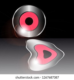 record 45 rpm with incorrect reflection on the dark mirror surface. Vector image for design
