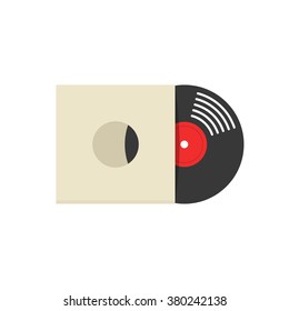 Record album cover vector illustration, retro vinyl album cover, record sleeve, vinyl paper cover flat icon symbol, label, covering mockup, modern design isolated on white background