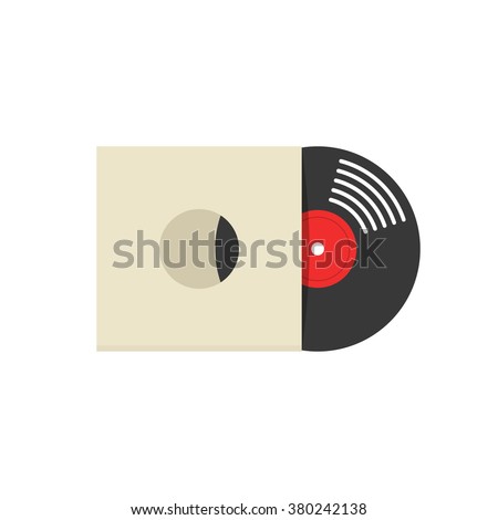 Record album cover vector illustration, retro vinyl album cover, record sleeve, vinyl paper cover flat icon symbol, label, covering mockup, modern design isolated on white background
