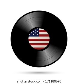 Record with American flag, eps10 vector