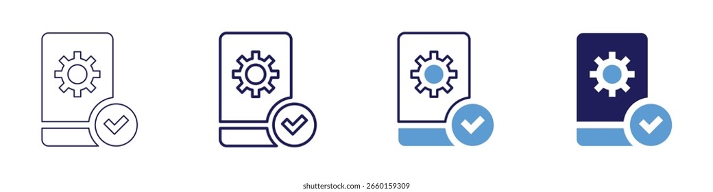 Record approval icon in 4 different styles. Thin Line, Line, Bold Line, Duotone. Duotone style. Editable stroke.