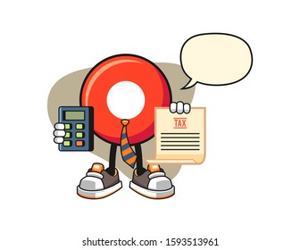 Record button accountant with speech bubble cartoon. Mascot Character vector.