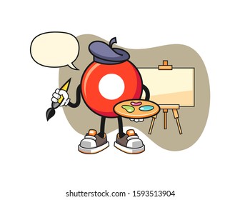 Record button artist with speech bubble cartoon. Mascot Character vector.