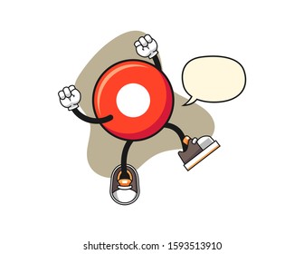 Record button excited with speech bubble cartoon. Mascot Character vector.
