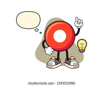 Record button get an idea cartoon. Mascot Character vector.