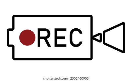 Record button icon. Video recording camera icon. Broadcasting concept. Isolated on white background