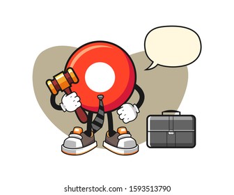 Record button lawyer with speech bubble cartoon. Mascot Character vector.
