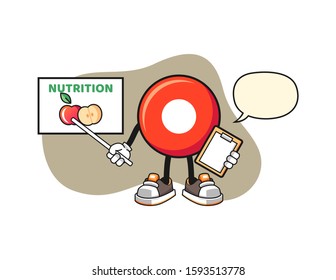 Record button nutritionist with speech bubble cartoon. Mascot Character vector.