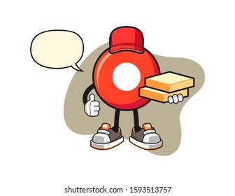 Record button pizza delivery with speech bubble cartoon. Mascot Character vector.