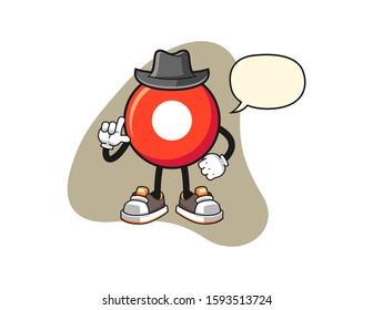 Record button secret agent with speech bubble cartoon. Mascot Character vector.