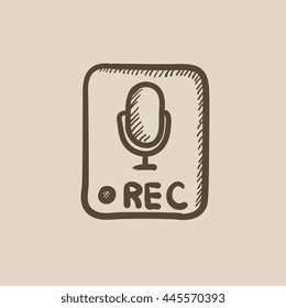 Record button vector sketch icon isolated on background. Hand drawn Record button icon. Record button sketch icon for infographic, website or app.