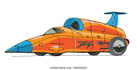 record car - cartoon