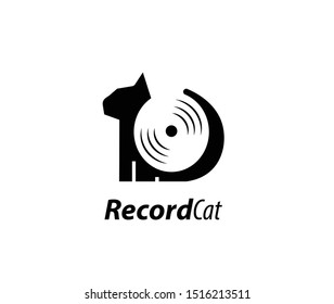  Record cat design logo sign