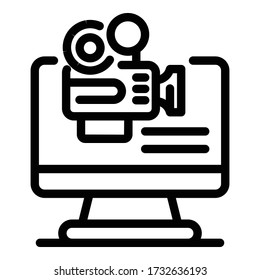 Record computer camera icon. Outline record computer camera vector icon for web design isolated on white background