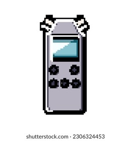 record dictaphone game pixel art retro vector. bit journalist sound, audio voice record dictaphone. old vintage illustration