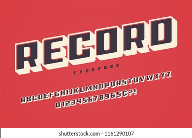 Record display font design, alphabet, typeface, uppercase characters.