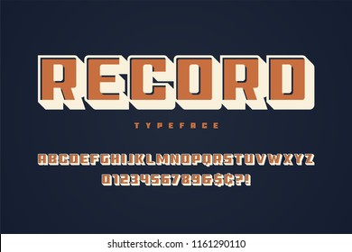 Record display font design, alphabet, typeface, uppercase characters.