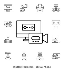 Record, game, game controller flat vector icon in esport pack