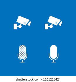 record icon. 4 record set with microphone and cctv vector icons for web and mobile app