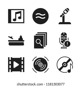 record icon. 9 record vector icons set. microphone, compact disc and searching files icons for web and design about record theme