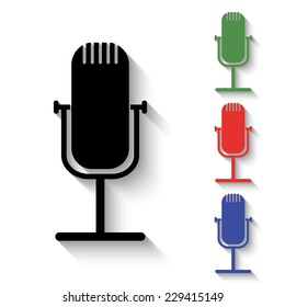record icon - black and colored (green, red, blue) illustration with shadow